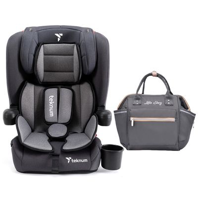 Teknum Pack and Go Foldable Car Seat w / Ace Diaper Bag - Grey